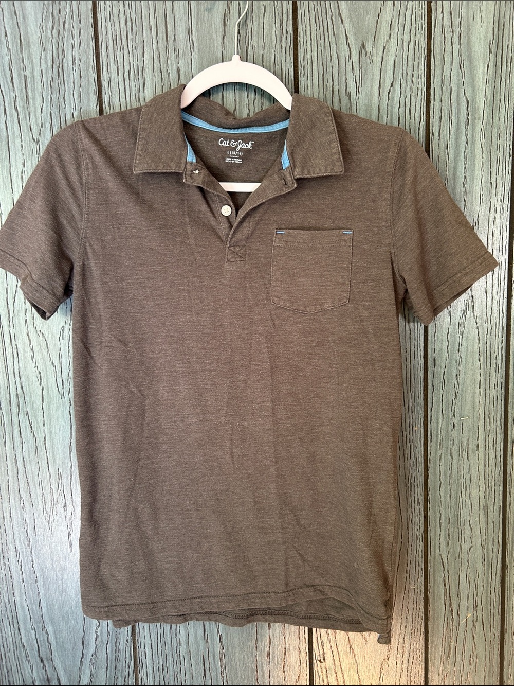 Cat & Jack boys grey Polo Shirt with Chest Pocket size l 12/14